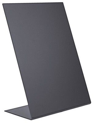 Tischaufsteller Kreidetafel, in L-Form, aus schwarzem Acryl, Variante auswählbar