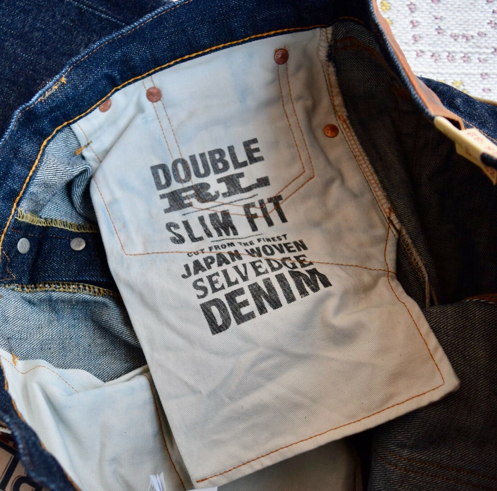 $450 RRL Double RL Dark Wash Denim Jeans Selvedge Slim East - West Men's 38  x 32