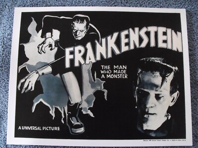 フシギバナ　ポスター Frankenstein 1931 Movie Poster - 21” X 28” - 1960's Reproduction