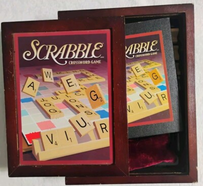 Hasbro Parker Bros SCRABBLE Crossword Game Vintage Collection In Wooden Box