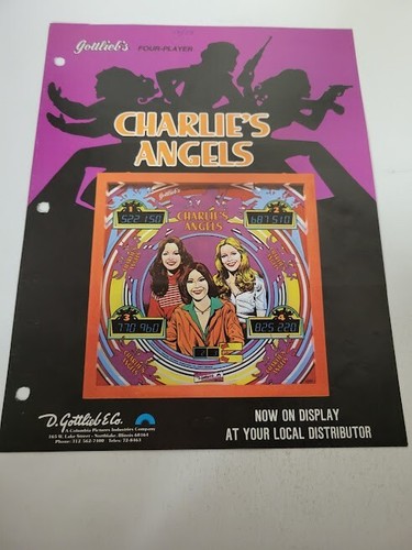 Flyer GOTT. CHARLIE'S ANGELS   PINBALL ARCADE  advertisement original see pic