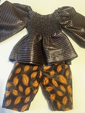 NIGERIAN AFRICAN Kids Girls Outfit Size 4 Handmade Blouse And Capris Satin