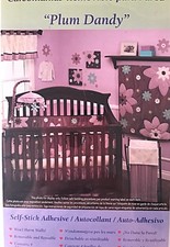 New NoJo "PLUM DANDY" Floral Removable Wall Decals 4 Sheets 10x18 Flower NEW