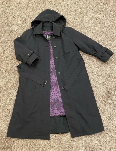 London Fog Black Trench Belted Coat 