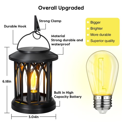 Hanging Solar Lanterns Outdoor Waterproof - 2 Pack Solar Lantern Decorative, ... - Picture 2 of 7