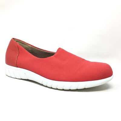 Munro Loafers Shoes Womens Size 8 Red Fabric Casual Slip On Wedge Stretch