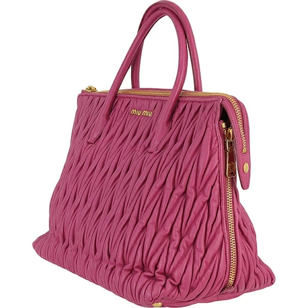 Miu Miu Tote Bag Matelasse Lambskin Azalee Pink RN1015 N88 F0233