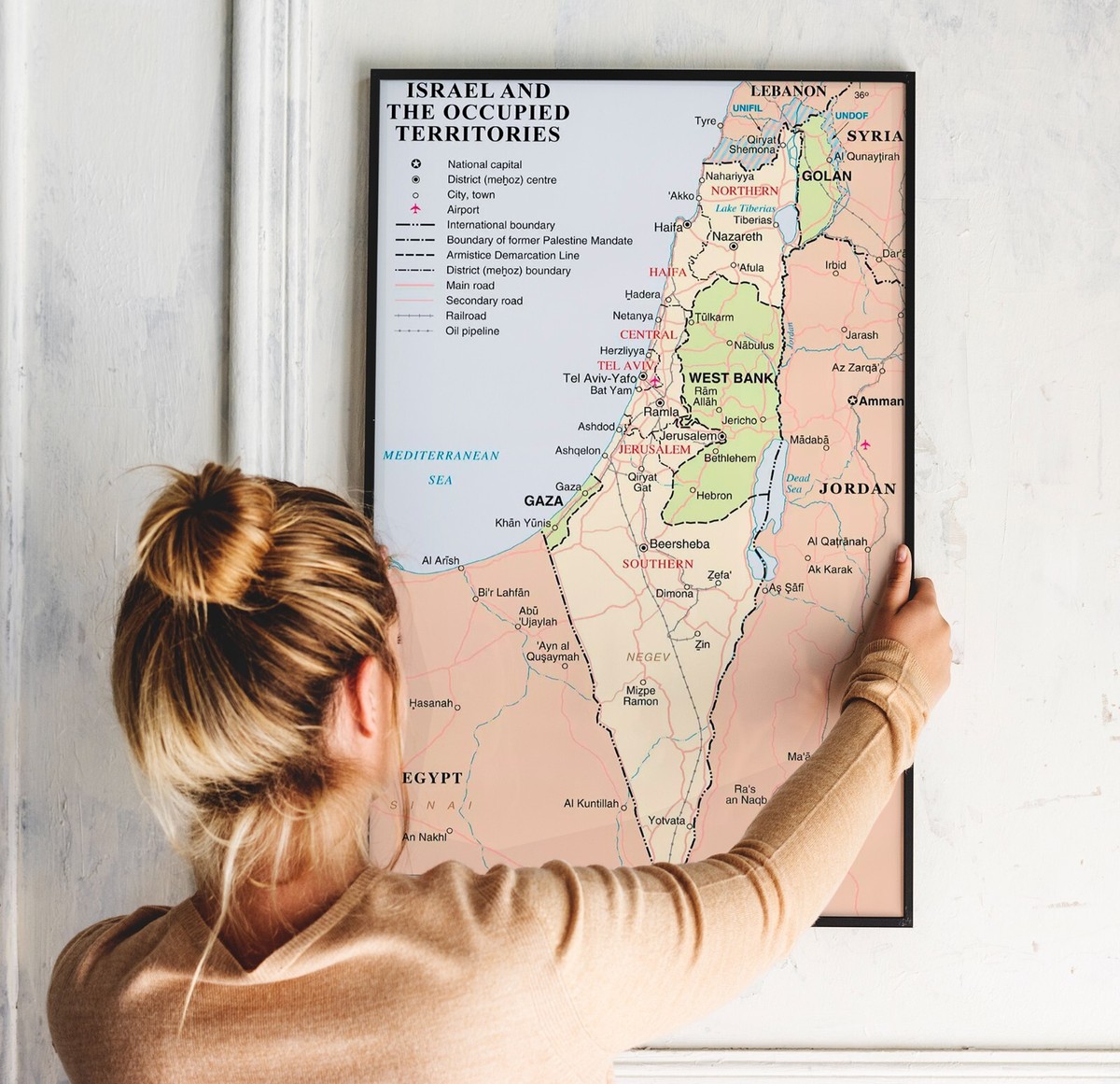 Israel and Occupied Territories 2018 Map Palestine Lebanon Gaza