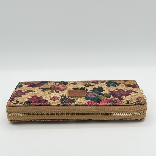 New Hand Made Vegan Portugal Floral Pattern Cork Wallet With Gold Tone Zipper - Picture 4 of 11