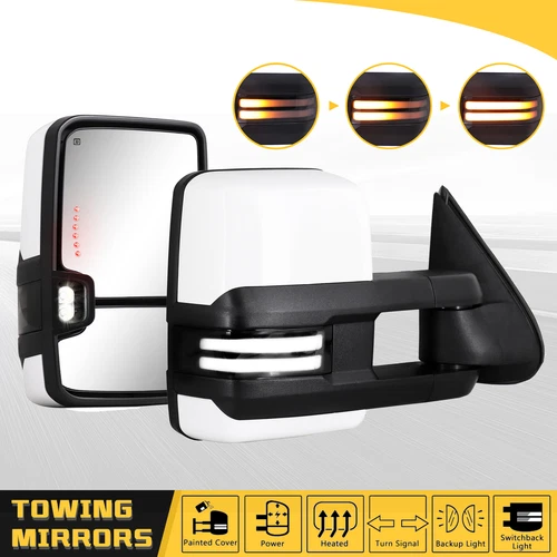 White Towing Mirrors Switchback for 2003-2006 Silverado GMC Sierra 1500 2500HD