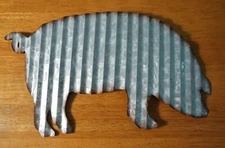 PIG CORRUGATED METAL SCULPTURE SIGN Rustic Country Primitive Kitchen Home Decor
