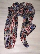 Greenbrier International USA America Freedom Flag Theme Scarf Size 62" X 14"
