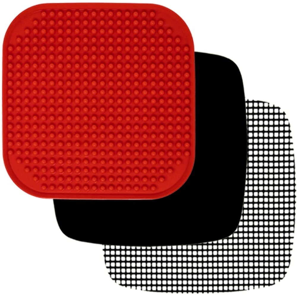 Air Fryer Liners Set of 3 with Silicone Mat Heat Resistant Mats for Compatible Air Fryer Liners Set of 3 with Silicone Mat Heat Resistant Mats for Compatible