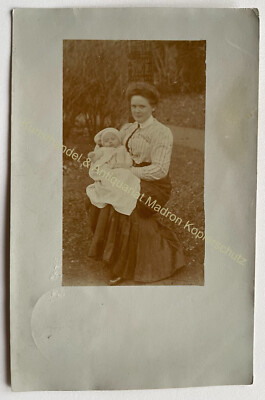 orig. Photo postcard 1910 railway post stamp Leipzig Riesa Dresden mother woman lady child