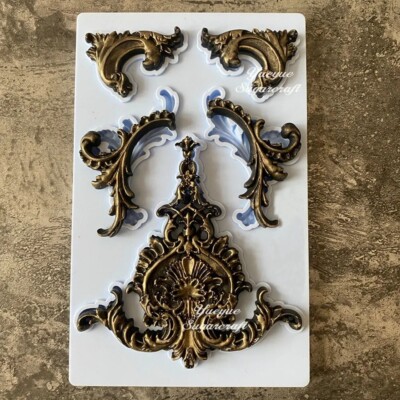Baroque Silicone Molds Scroll Curlicues Filigree DIY Epoxy Casting Mold