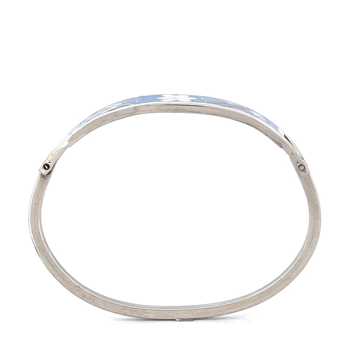 Alpaca Silver Hinged Bangle Flower Bracelet Enamel MOP Alpaca Silver Hinged Bangle Flower Bracelet Enamel MOP