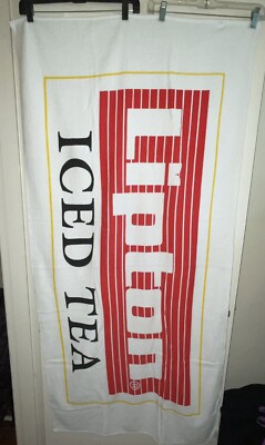 Brand New Vintage Lipton Iced Tea Extra Large Beach Towel NOS Made In USA Logo