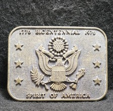 WJ11170 VINTAGE 1970s  SPIRIT OF AMERICA BICENTENNIAL  PATRIOTIC BELT BUCKLE
