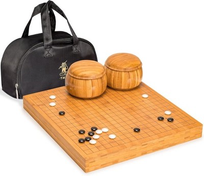 Yellow Mountain Imports Bamboo 2-Inch Reversible 19x19/13x13 Go Game Set Board