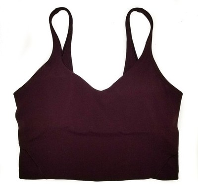 Lululemon Align Cropped Tank Top Garnet V-Neck with Shelf Bra & Cups Size 8