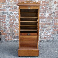 1928 Oak Tambour Front Filing Cabinet