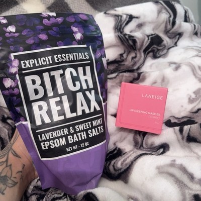 Explicit Essentials Relax Epsom Salts & High End Berry Lip Mask from Sephora 