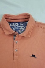 Tommy Bahama Mens Polo Size Medium Marlin Fish Logo Orange Shirt Supima