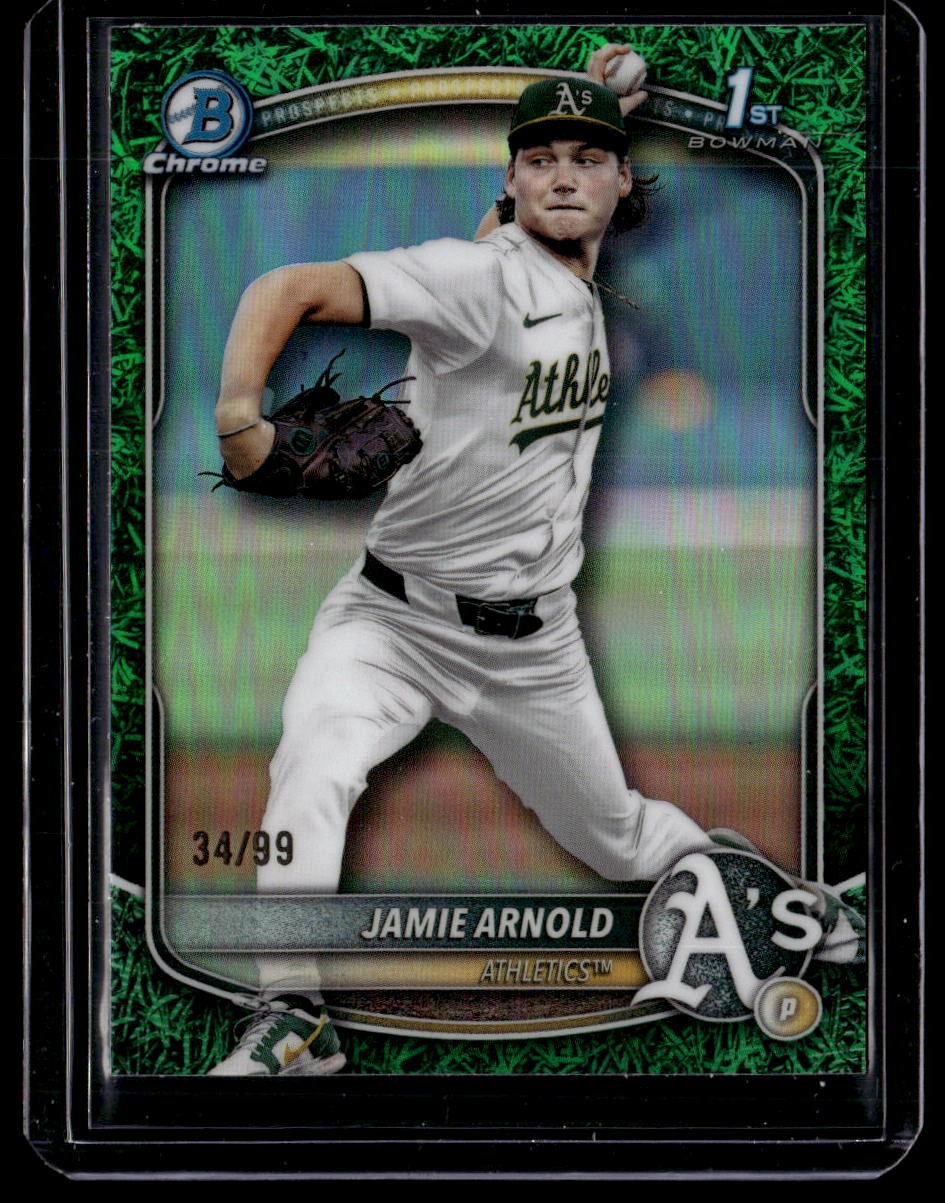 2025 Bowman Draft #BDC-30 Jamie Arnold Chrome Green Grass Refractor /99