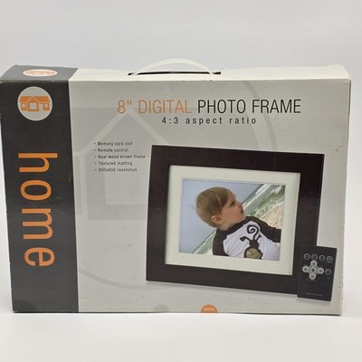 8'' Digital Photo Frame by HOME 4:3 Ratio Memory Card Real Wood Frame Brown