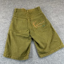 Vintage 90 s Karl Kani Jean Shorts Jorts Pleated. Green. Size 30 -Actual 27 USA