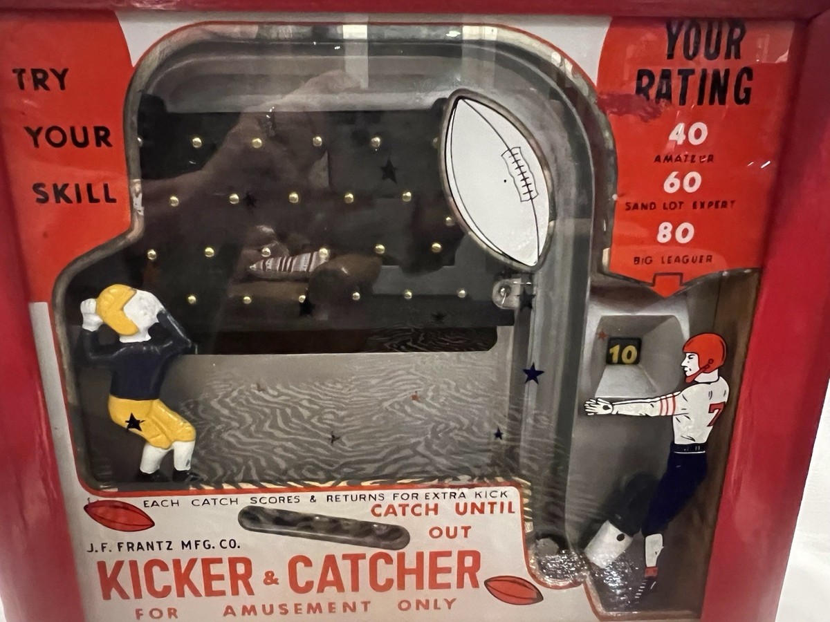 J.F. Frantz Mfg. Co. KICKER & CATCHER Coin Pusher Machine 1950s