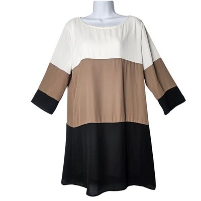 Lulus Womens L Colorblock Shift Dress Mod Office Wedding Guest Made in USA