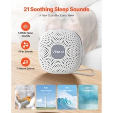 VEVOR Sound Machine, 21 Soothing Sleep Sounds, 3-in-1 Portable and Hangable Whit