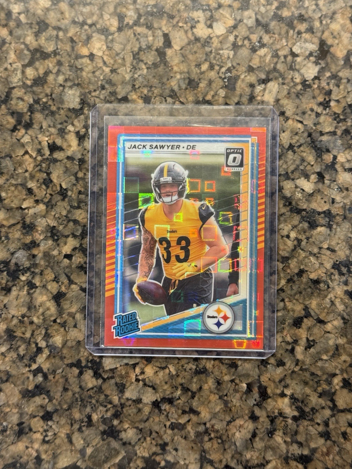 2025 Donruss Jack Sawyer Optic Rated Rookie Preview Red Pandora RC #390 Steelers