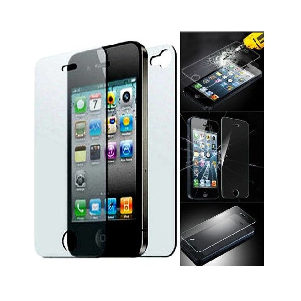 FILM VERRE TREMPE POUR APPLE IPHONE 4 4S AVANT ET ARRIERE TRANSPARENT - Photo 1/1