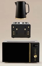 Kettle Toaster Microwave Set Matt Black Cooper Free Fast Delivery