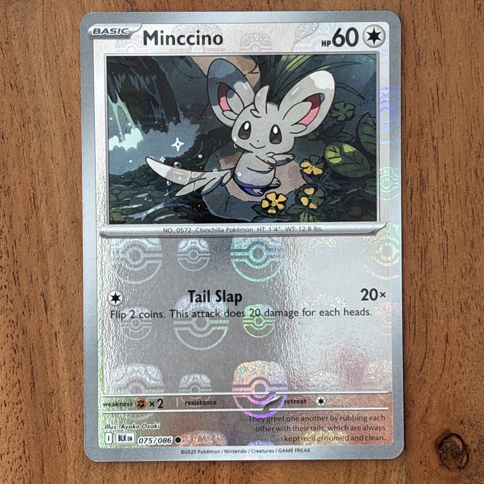 Pokémon TCG Minccino MASTER BALL Pattern Black Bolt 075/086 NM Card