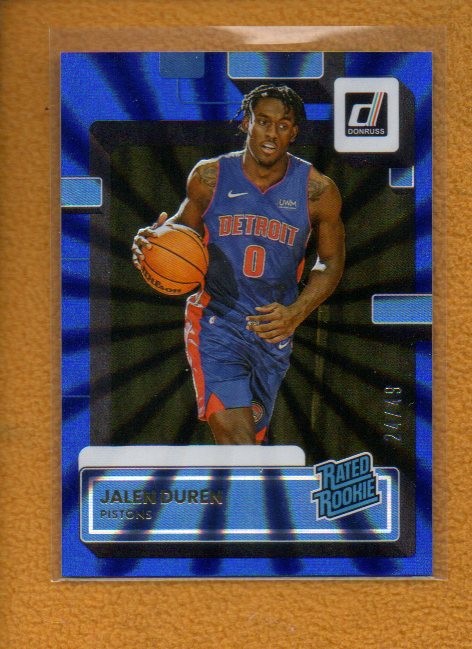 Jalen Duren 2022-23 Donruss Basketball Rated Rookie Holo Blue Laser RC #213 /49