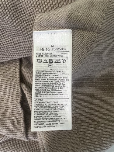 Banana Republic Shirt Women's Medium 100% Merino Wool Long Sleeve Brown V-neck - Picture 7 of 12