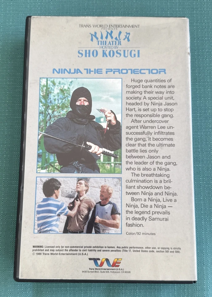 Ninja The Protector VHS Big Box Richard Harrison 1986 Trans World Ninja Theater - Image 2 of 2