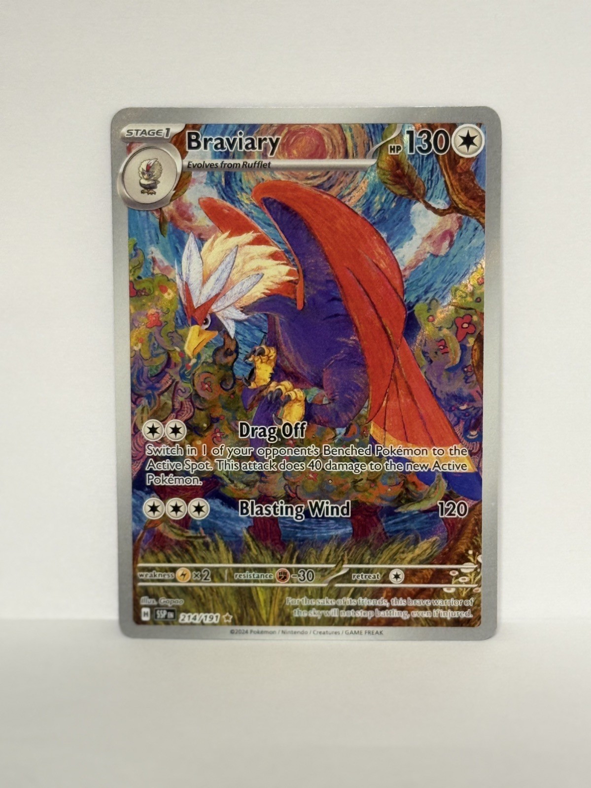 Braviary - 214/191 - SV08: Surging Sparks (SSP) NM Holo Foil Pokemon Card