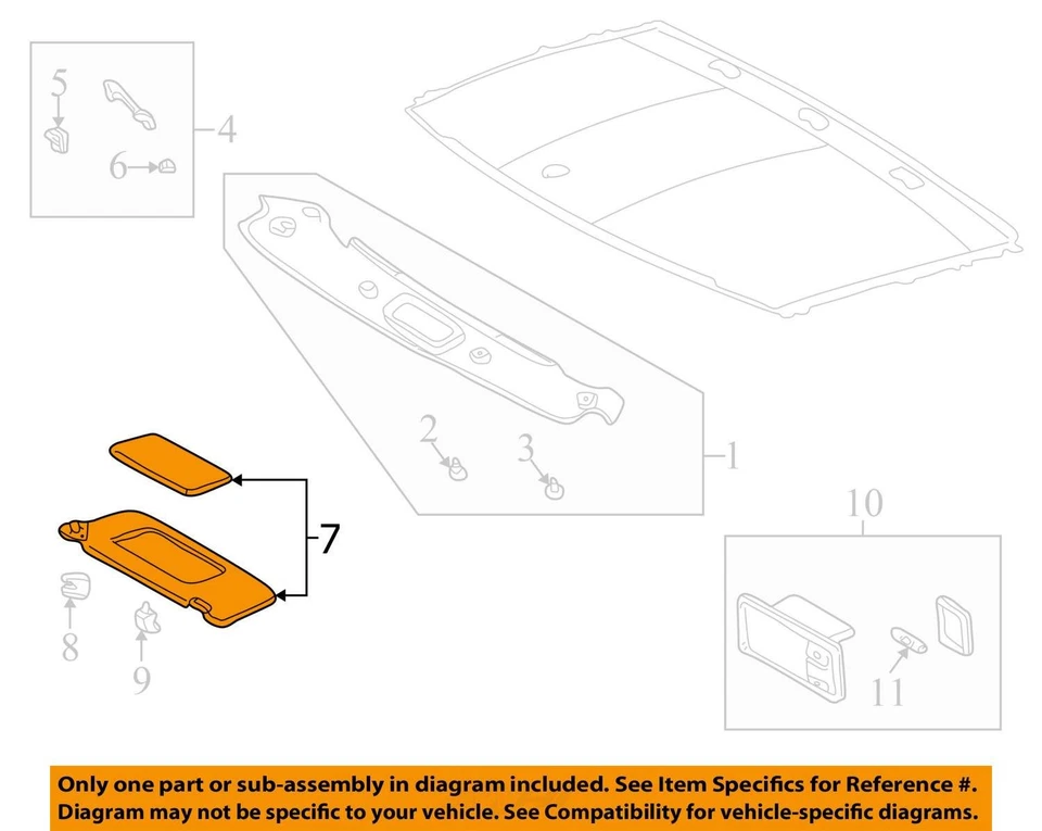 Espejo parasol izquierdo Lexus Sc430 2007-2010 parasol para conductor bronceado T8MKN Foto 3 de 4