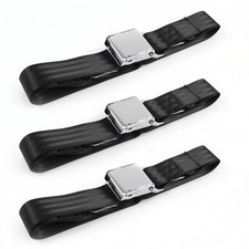 Early Cars 1941 - 1948 Airplane 2pt Black Lap Bench Seat Belt Kit - 3 Belts  