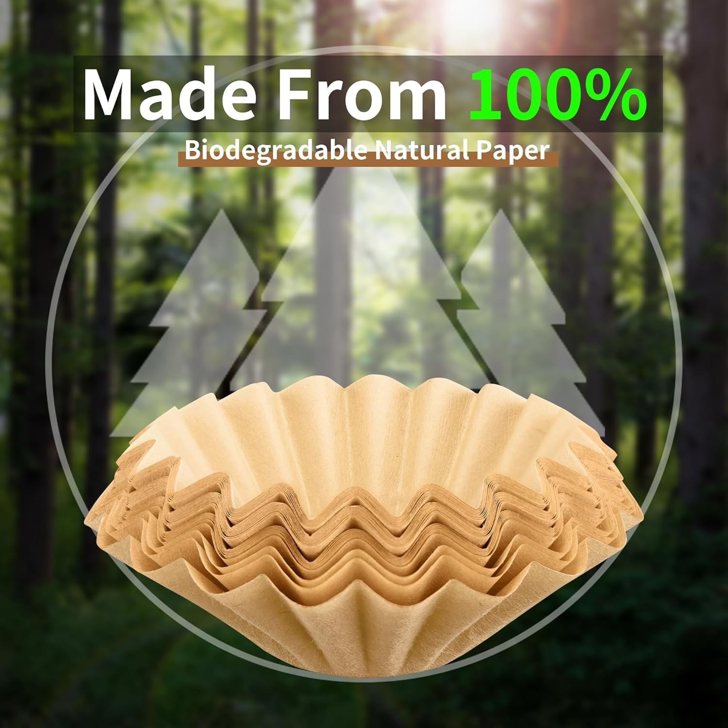 Biodegradable Natural Paper Coffee Filter for Ninja PB041 PB051, Chlorine Free