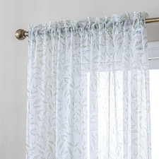 Sheer Curtains for Bedroom Living Room, Floral Printed Sheer Curtains 95 Inches