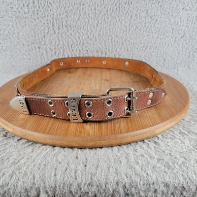 Levis Belt Full Leather Mens Bronze/Brass Metal Levis Strauss 501 Trade Mark 35''