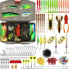 Truscend 110pcs Fishing Lure & Tackle Kit Set Freshwater Saltwater Gear Box