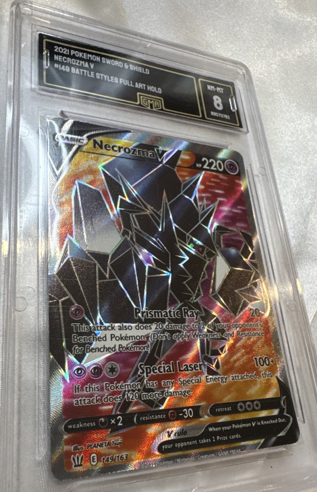 Necrozma V 2021 Battle Styles Pokemon #149 Full Art Holo GMA 8/ 10 ‼️FREE SHIP