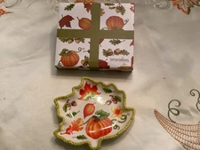 Temptations Harvest  Leaf Halloween Thanksgiving Spoon Rest Snack Dish NIB