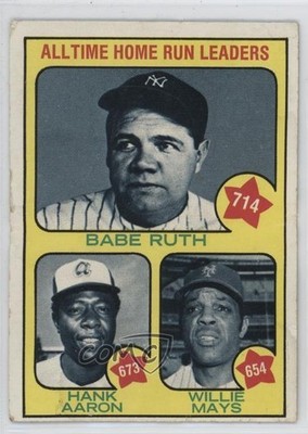 1973 Topps All-Time Leaders Willie Mays Hank Aaron Babe Ruth #1 HOF 1t3